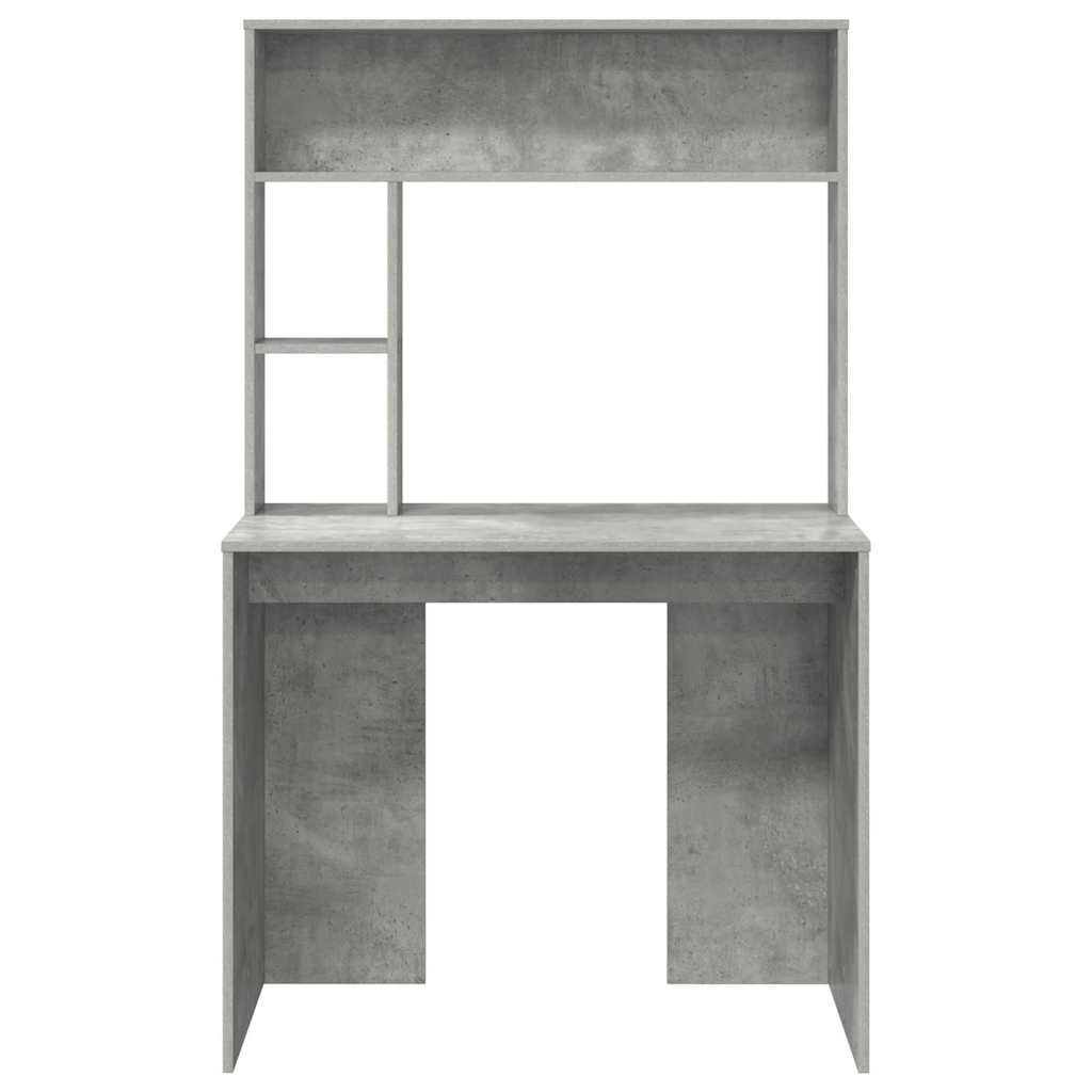 Skrivebord med hylle Betonggrå 91 x 50 x 149 cm Konstruert tre