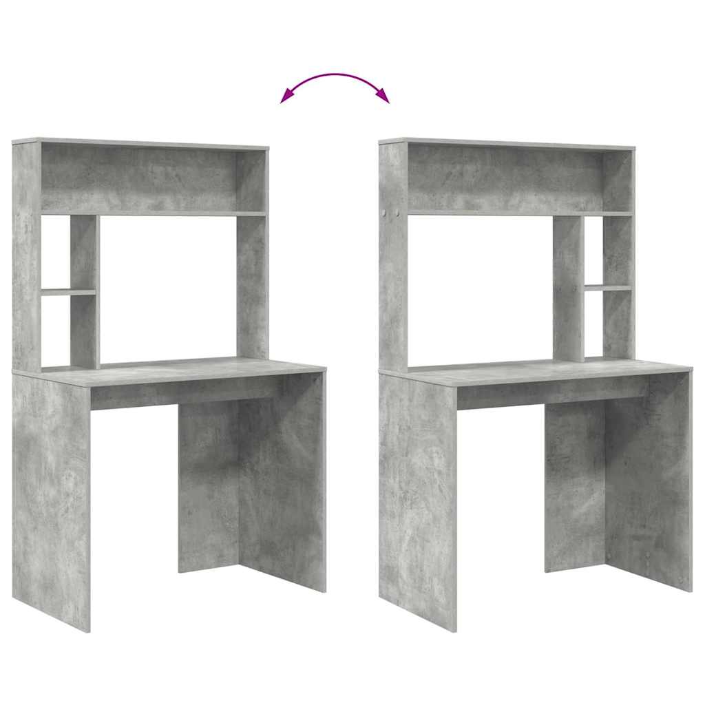 Skrivebord med hylle Betonggrå 91 x 50 x 149 cm Konstruert tre