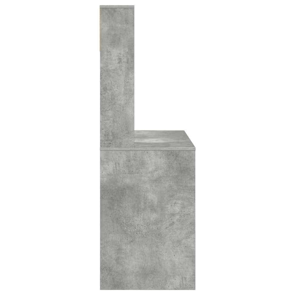 Skrivebord med hylle Betonggrå 91 x 50 x 149 cm Konstruert tre