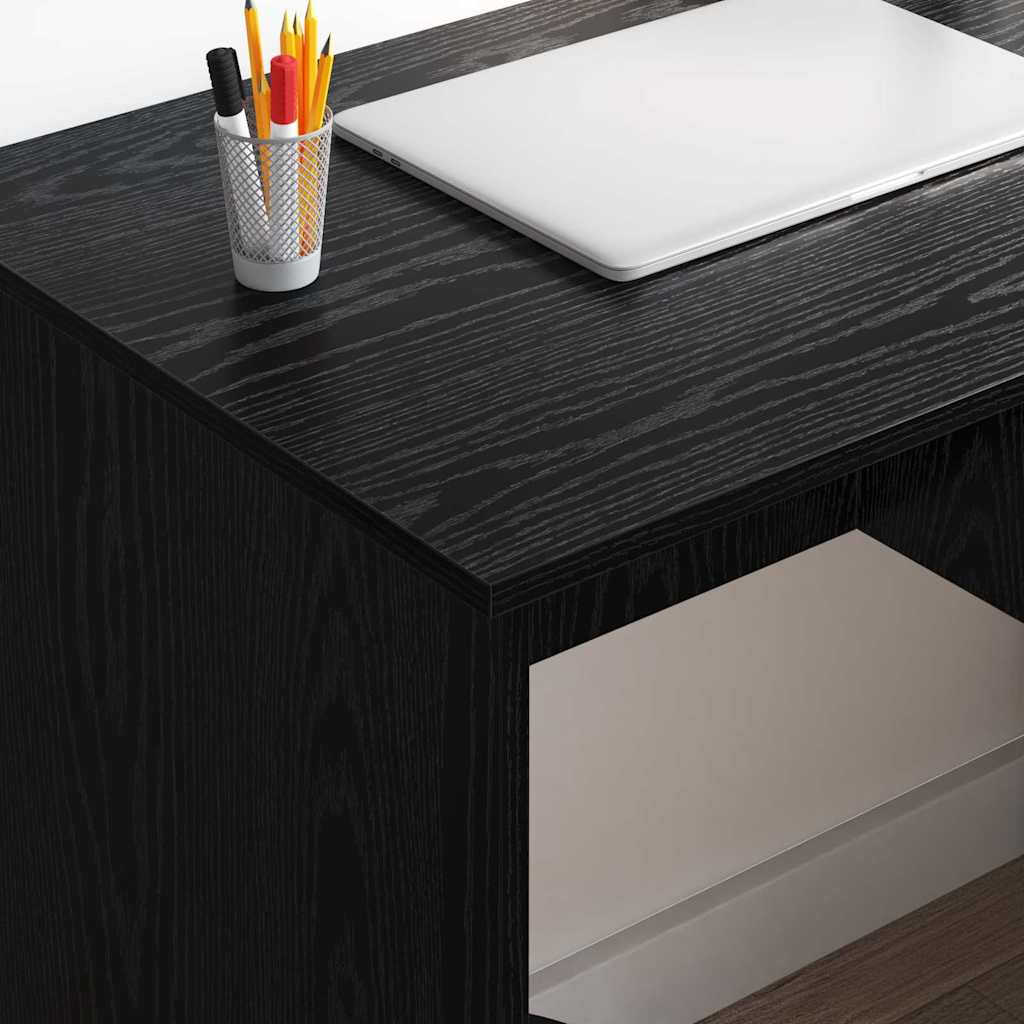 Skrivebord med skuff Svart Eik 90 x 49 x 75 cm Konstruert tre