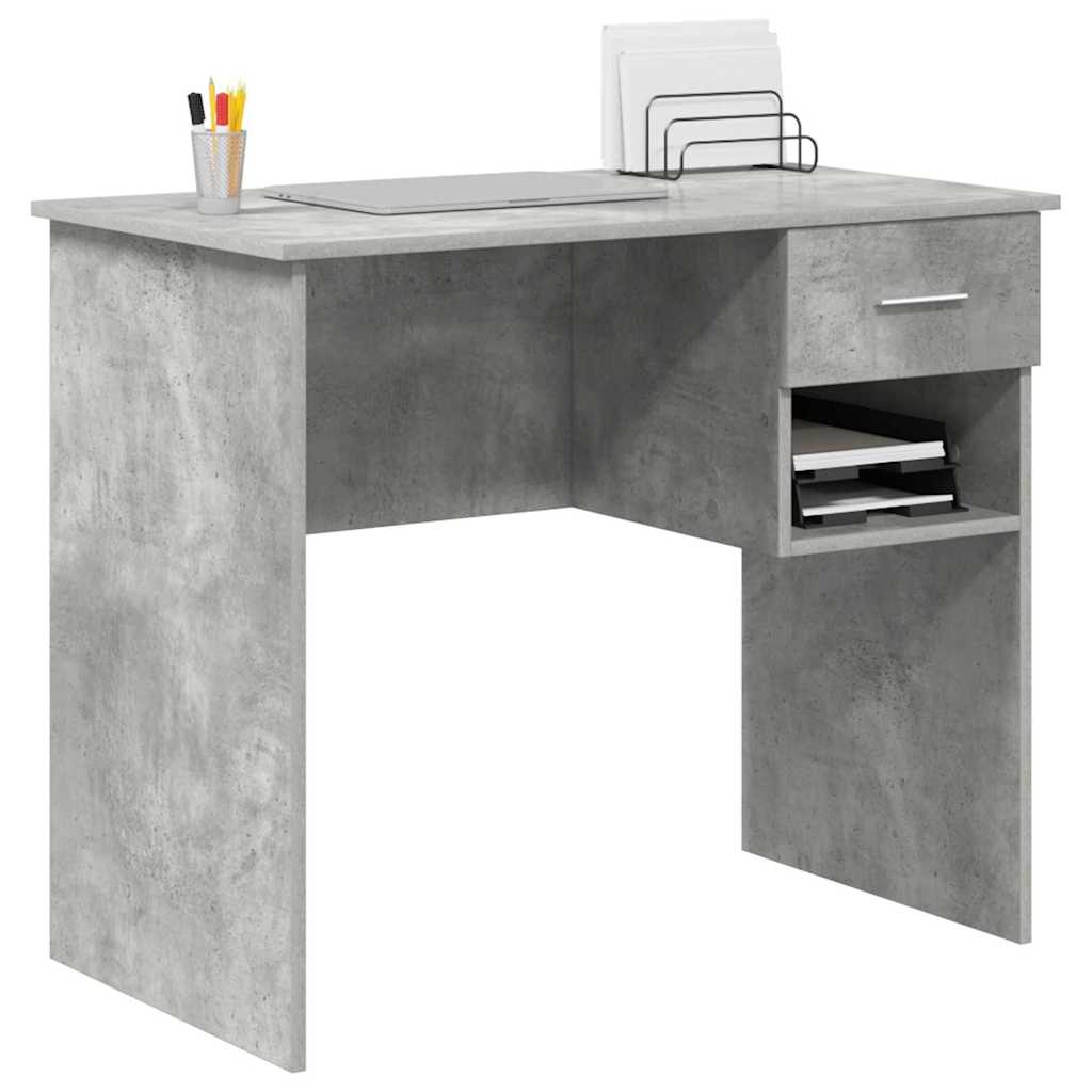Skrivebord med skuff Betonggrå 90 x 49 x 75 cm Konstruert tre