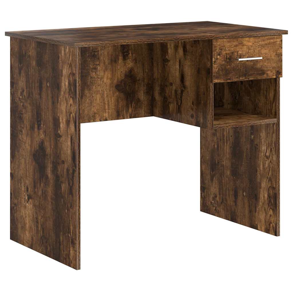 Skrivebord med skuff Røkt eik 90 x 49 x 75 cm Konstruert tre