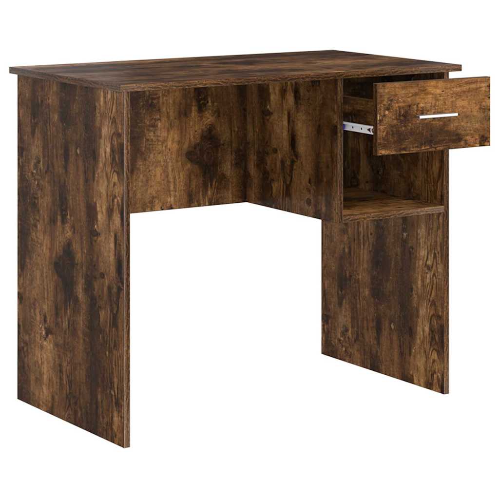Skrivebord med skuff Røkt eik 90 x 49 x 75 cm Konstruert tre