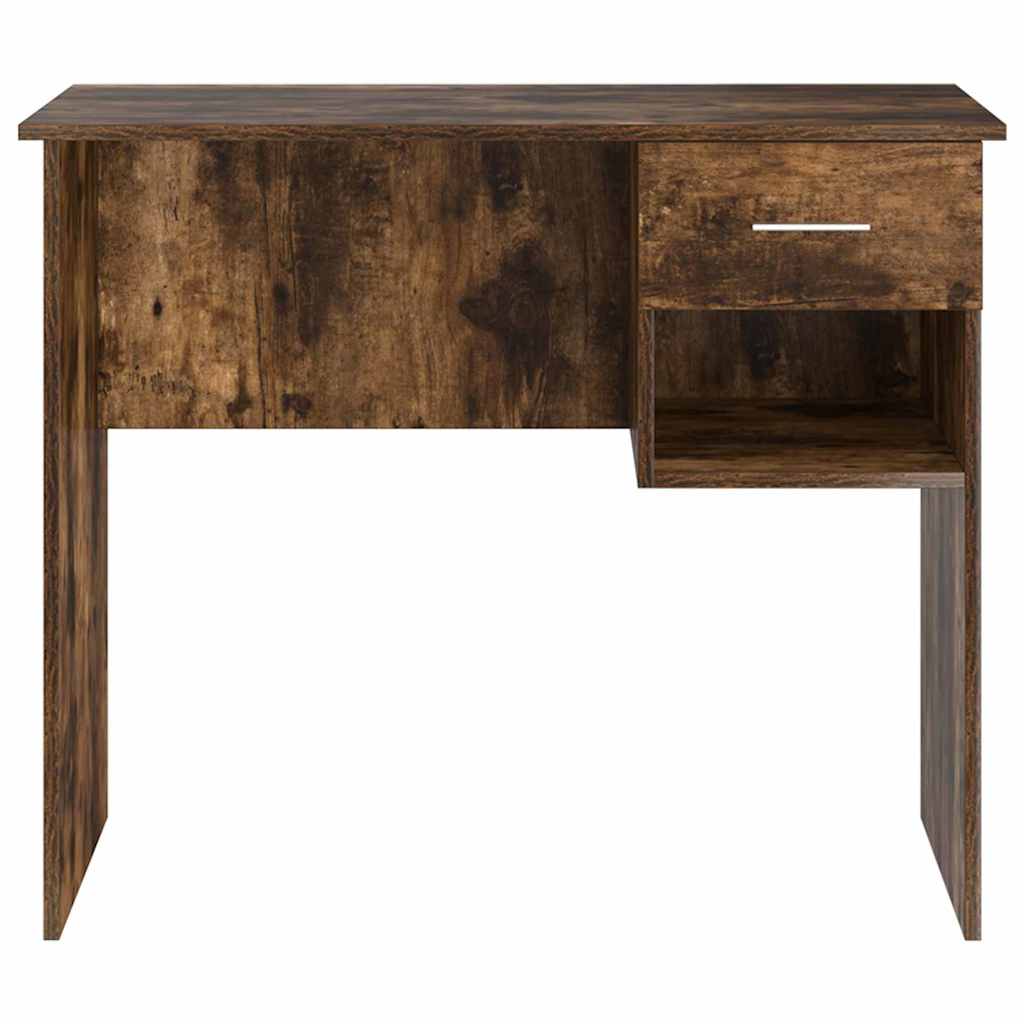 Skrivebord med skuff Røkt eik 90 x 49 x 75 cm Konstruert tre