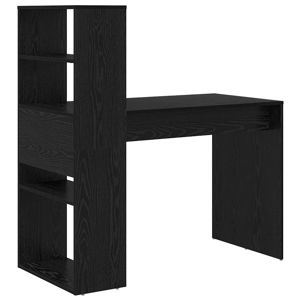 Skrivebord med hylle Svart Eik 113 x 54 x 120 cm Konstruert tre