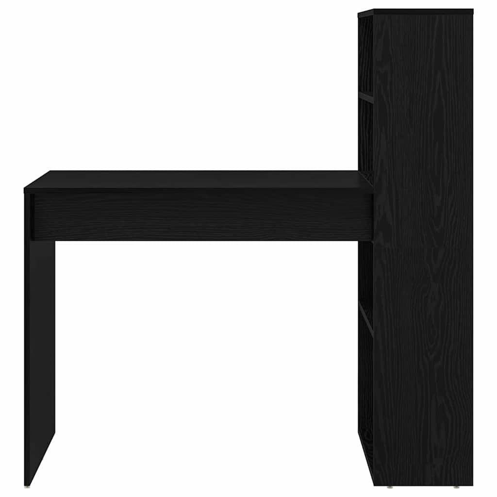 Skrivebord med hylle Svart Eik 113 x 54 x 120 cm Konstruert tre