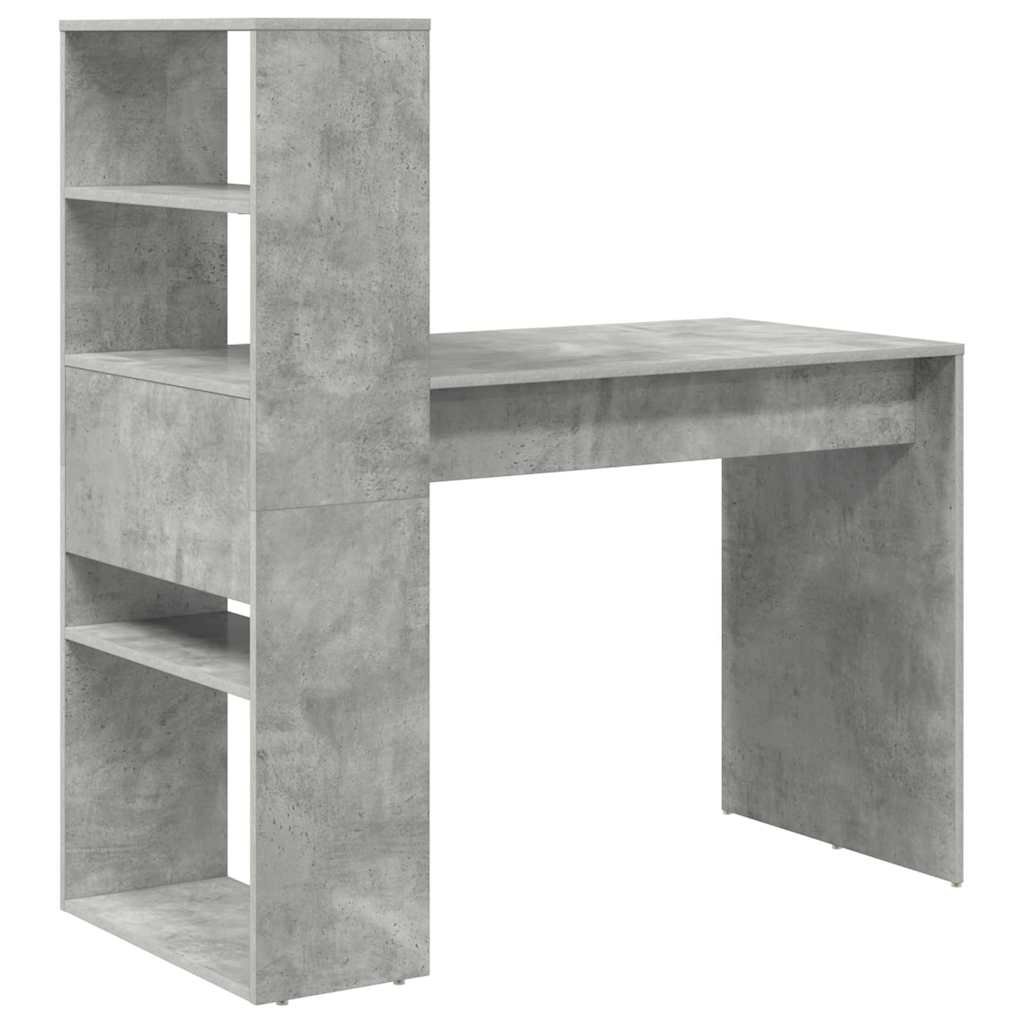 Skrivebord med hylle Betonggrå 113 x 54 x 120 cm Konstruert tre