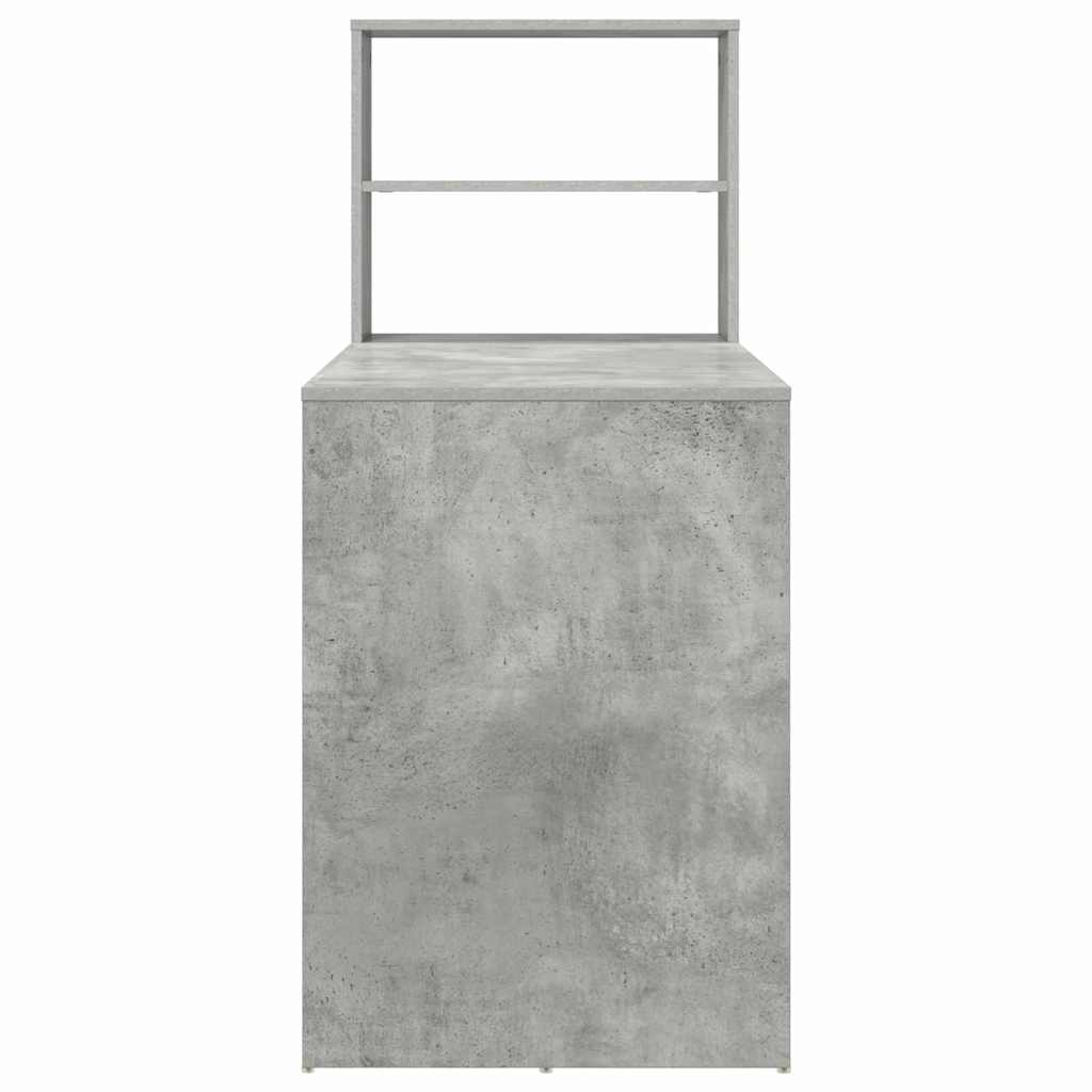 Skrivebord med hylle Betonggrå 113 x 54 x 120 cm Konstruert tre