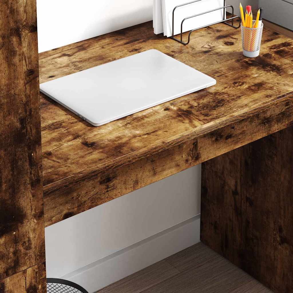 Skrivebord med hylle Røkt eik 113 x 54 x 120 cm Konstruert tre