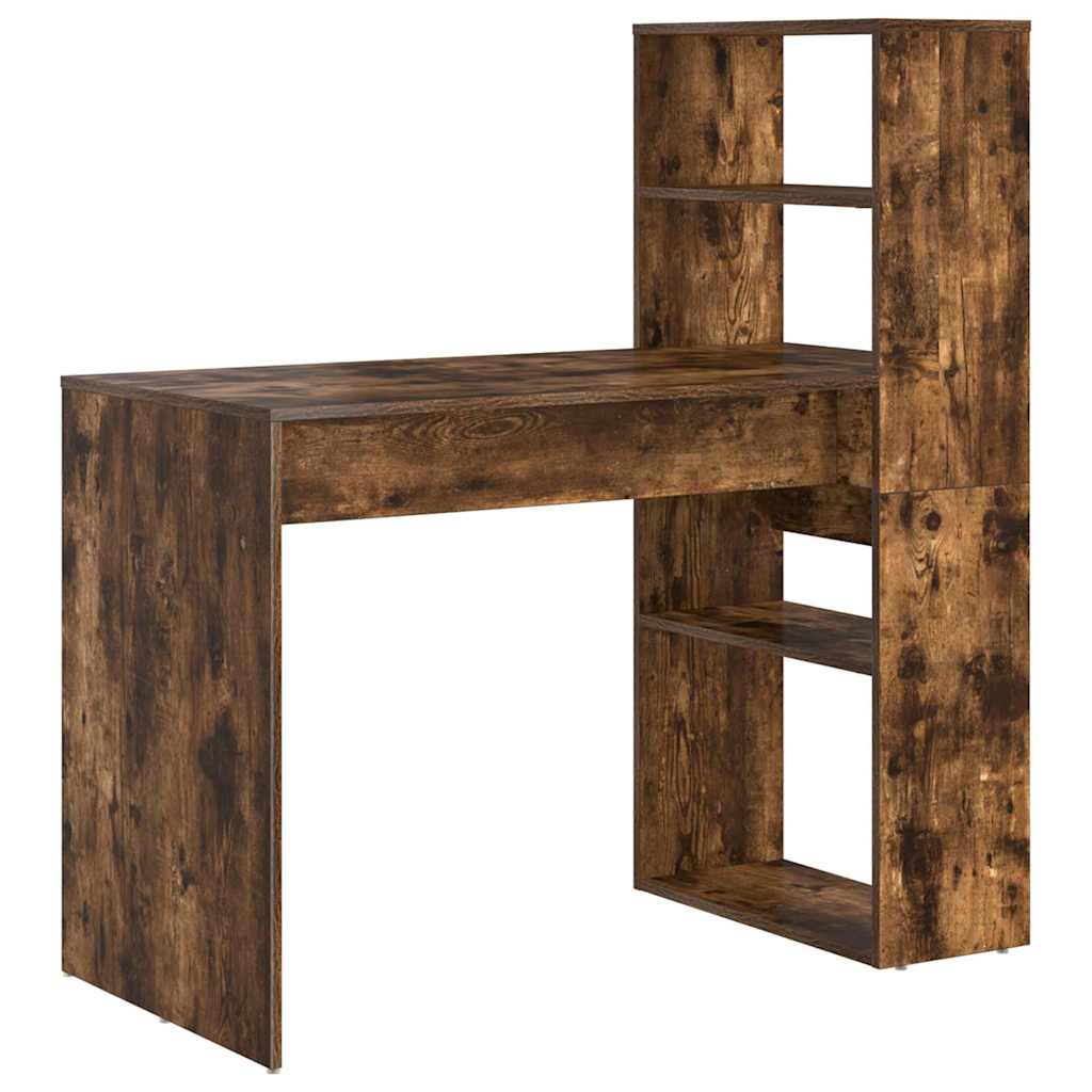 Skrivebord med hylle Røkt eik 113 x 54 x 120 cm Konstruert tre