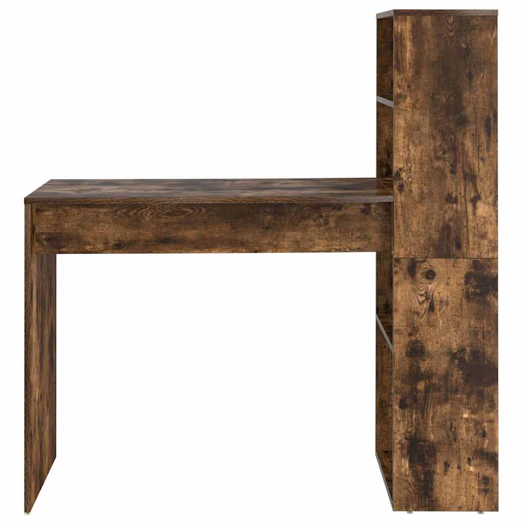 Skrivebord med hylle Røkt eik 113 x 54 x 120 cm Konstruert tre