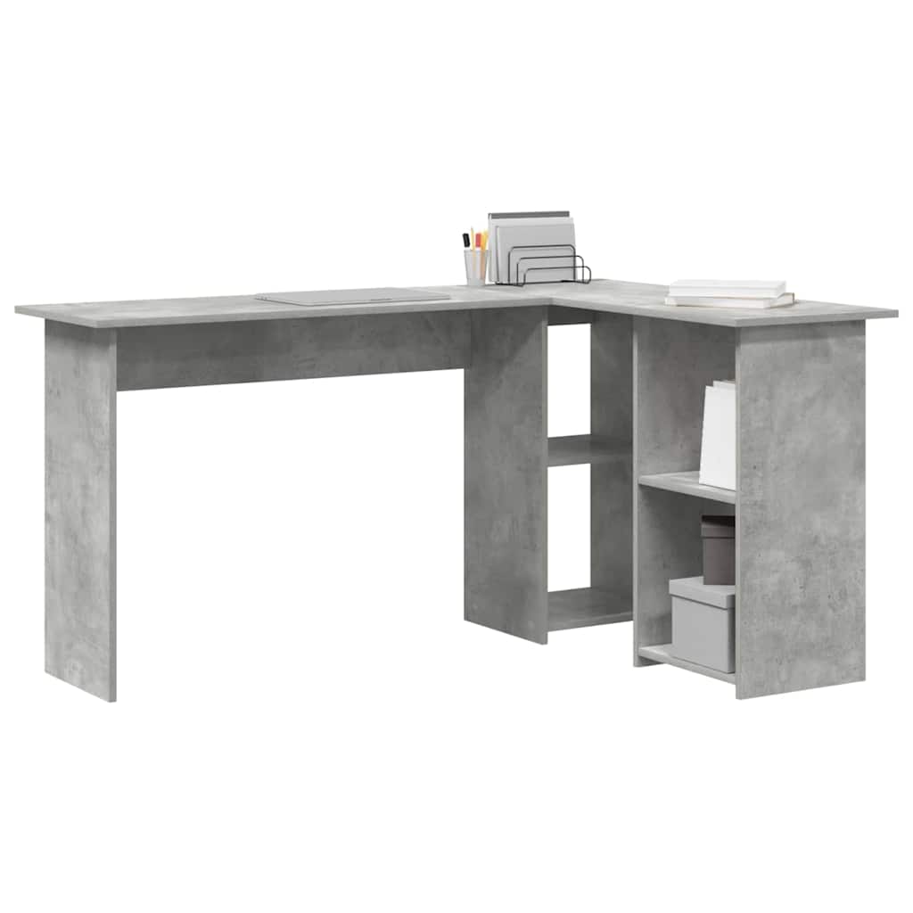 Skrivebord med hylle Betonggrå 142 x 102 x 73 cm Konstruert tre