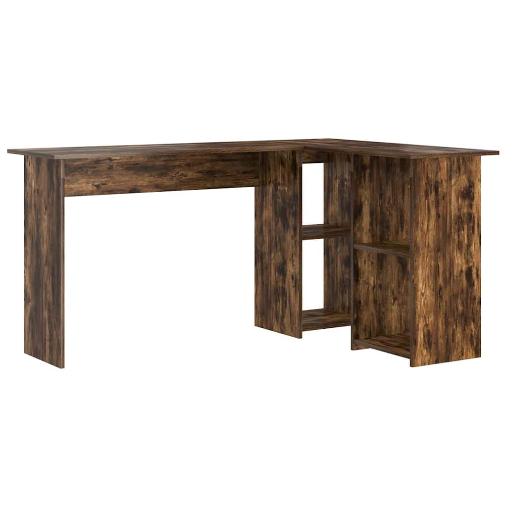 Skrivebord med hylle Røkt eik 142 x 102 x 73 cm Konstruert tre