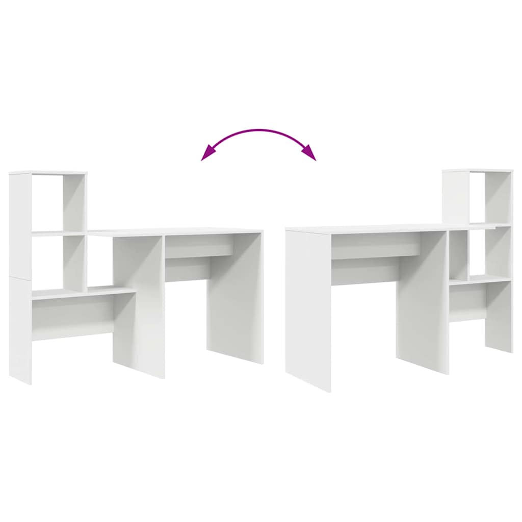 Skrivebord med hylle Hvit 131,5 x 50 x 106,5 cm Konstruert tre
