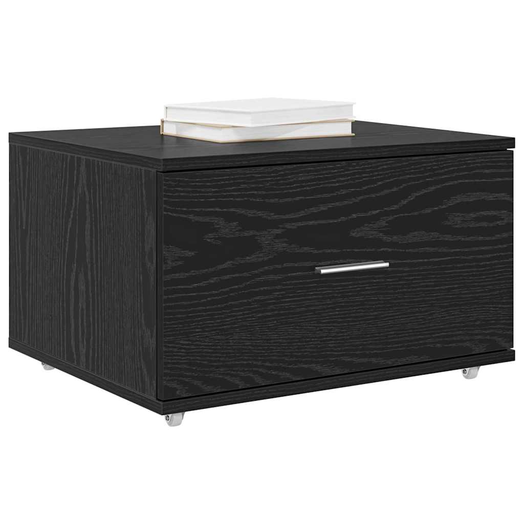 Skuffeskap med hjul Svart Eik 55 x 45 x 31 cm