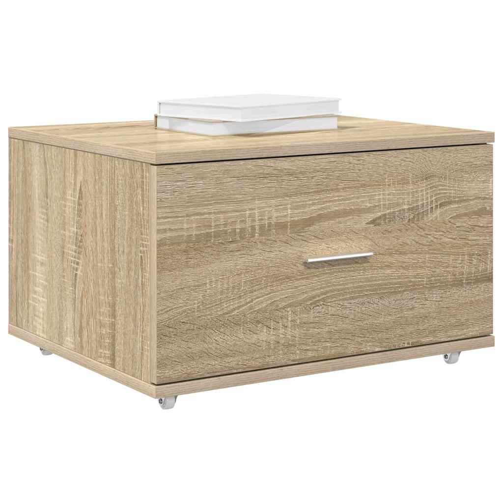 Skuffeskap med hjul Sonoma eik 55 x 45 x 31 cm
