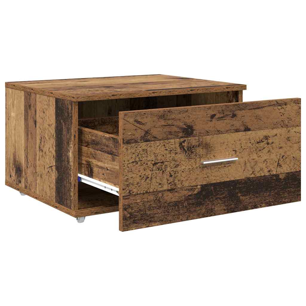 Skuffeskap med hjul Gammelt tre 55 x 45 x 31 cm