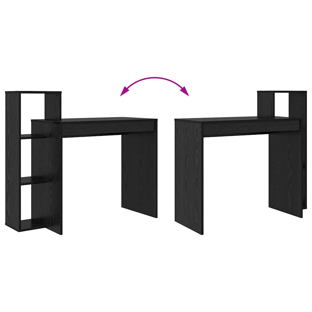 Skrivebord med hylle Svart Eik 100 x 40 x 90 cm Konstruert tre