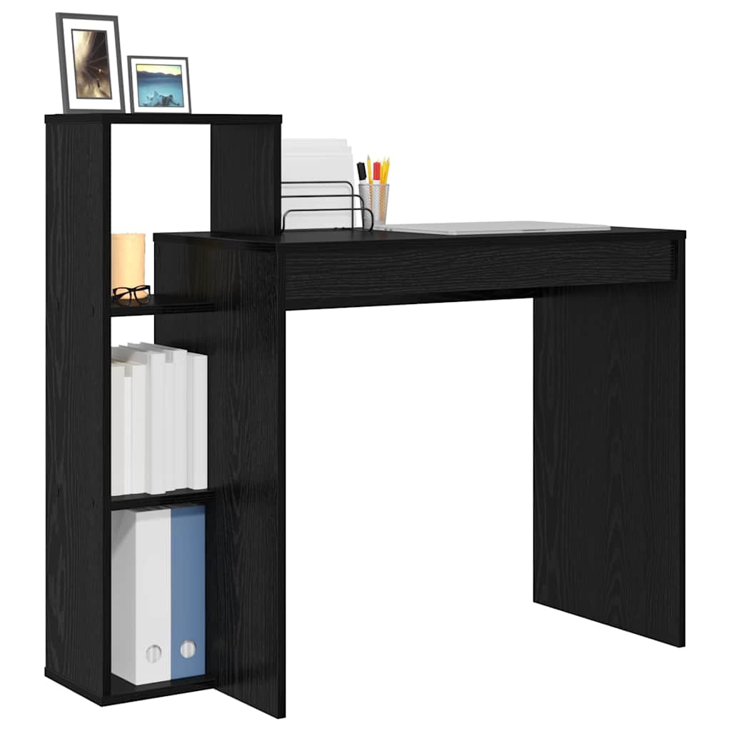 Skrivebord med hylle Svart Eik 100 x 40 x 90 cm Konstruert tre