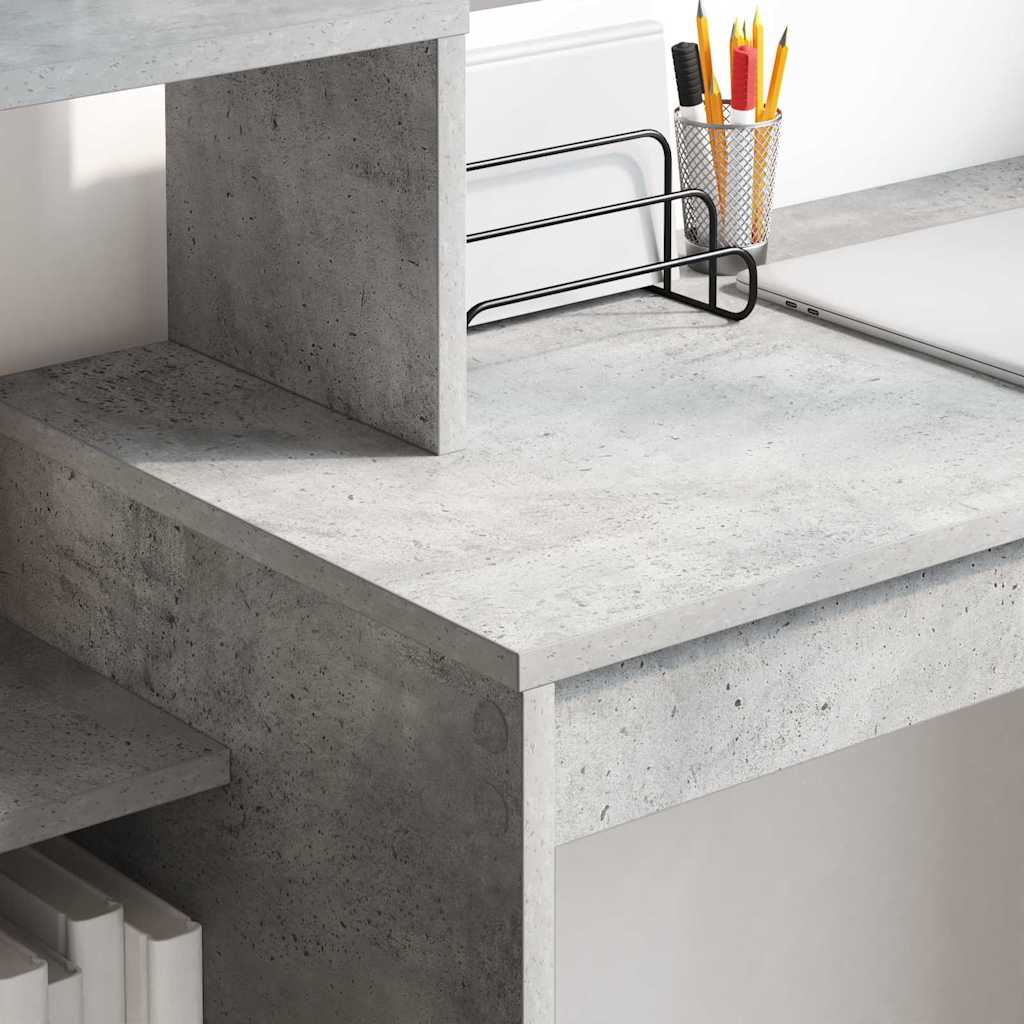 Skrivebord med hylle Betonggrå 100 x 40 x 90 cm Konstruert tre