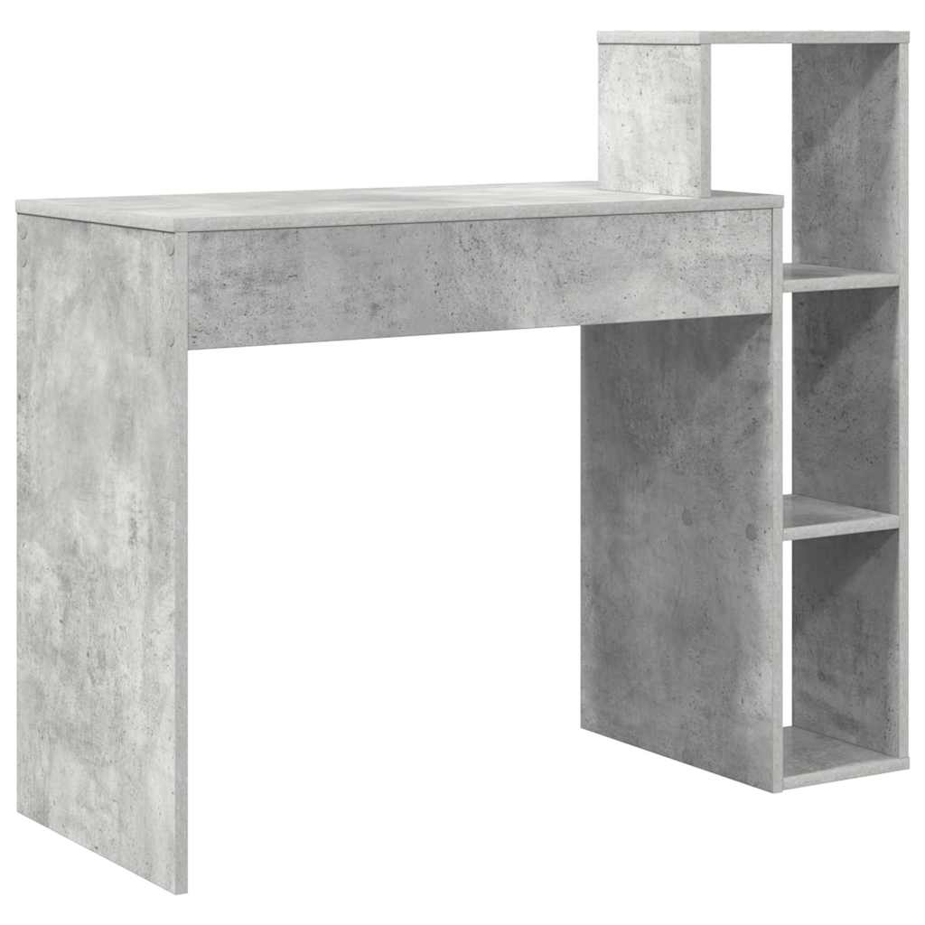 Skrivebord med hylle Betonggrå 100 x 40 x 90 cm Konstruert tre