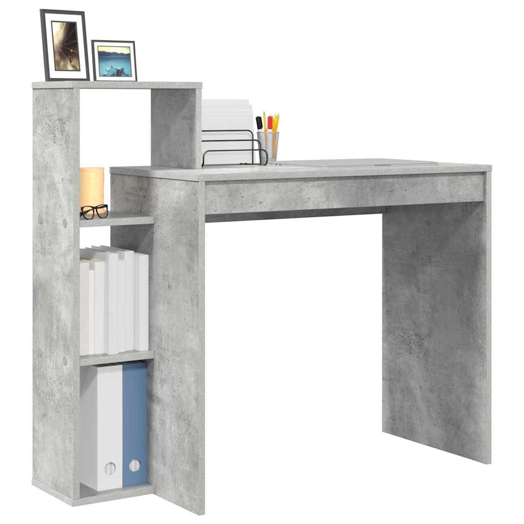 Skrivebord med hylle Betonggrå 100 x 40 x 90 cm Konstruert tre