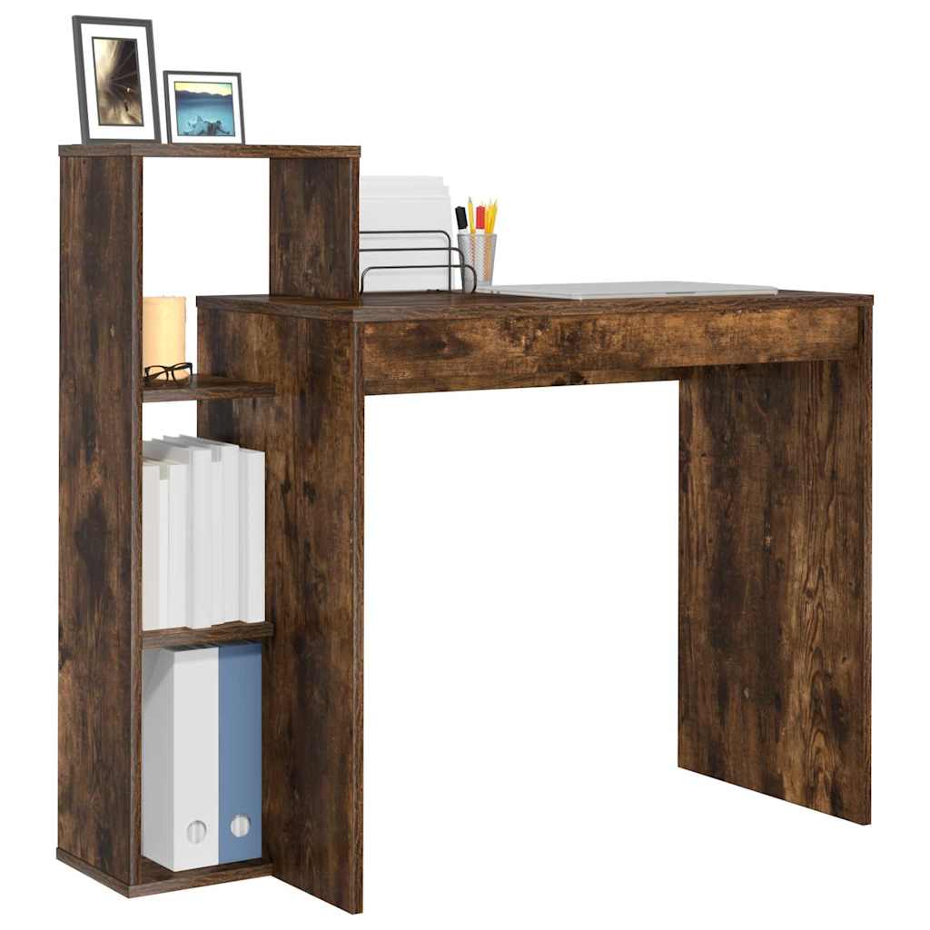 Skrivebord med hylle Røkt eik 100 x 40 x 90 cm Konstruert tre