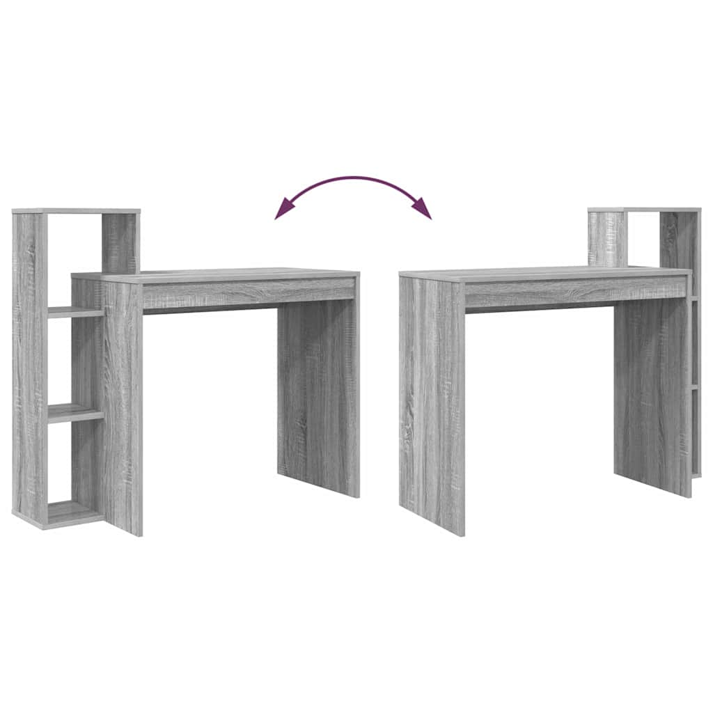 Skrivebord med hylle Grå Sonoma 100 x 40 x 90 cm Konstruert tre