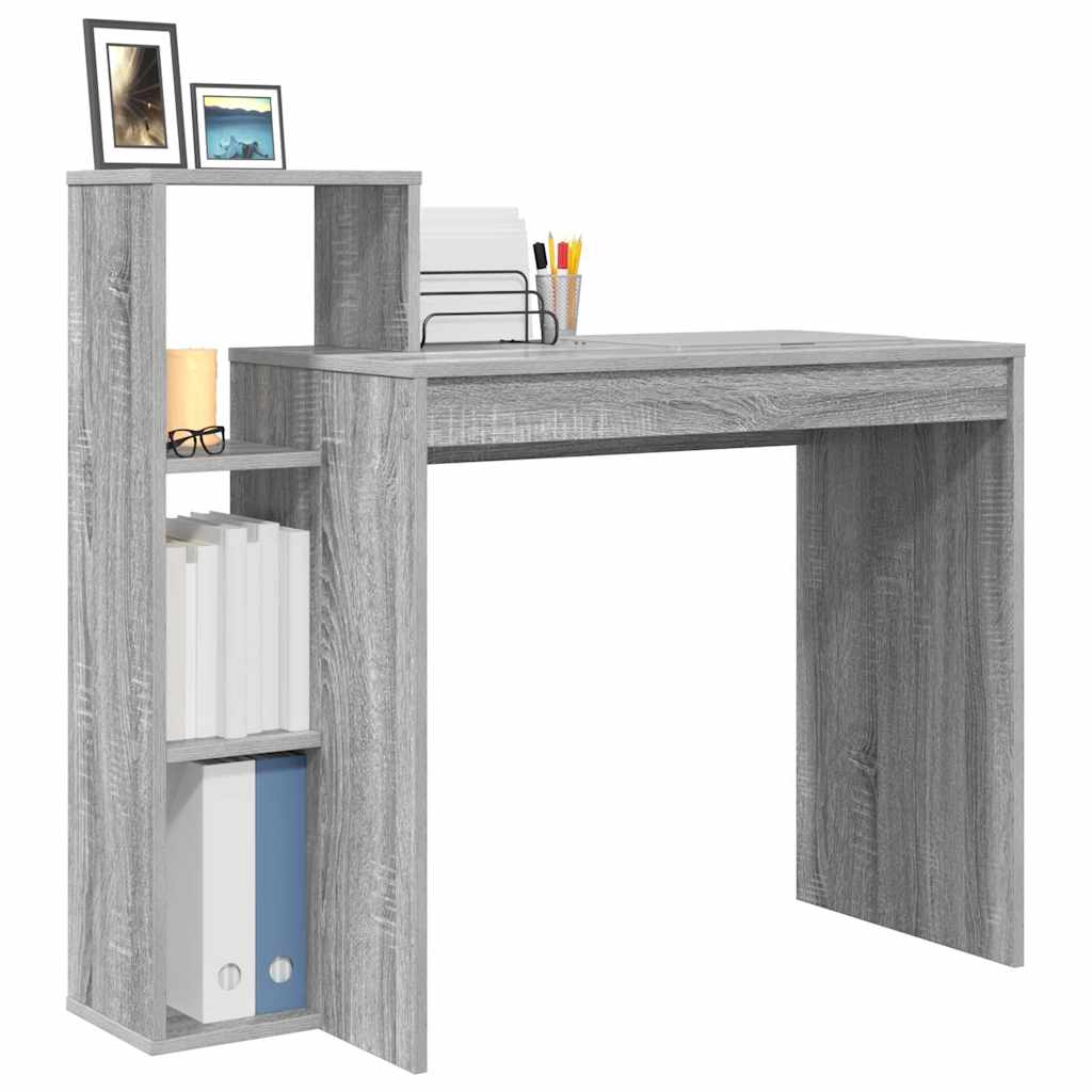 Skrivebord med hylle Grå Sonoma 100 x 40 x 90 cm Konstruert tre