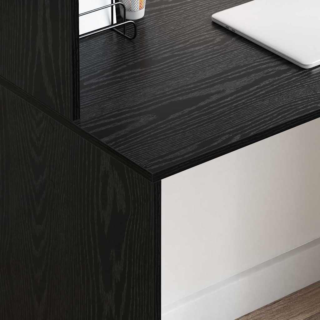 Skrivebord med hylle Svart Eik 102 x 50 x 124 cm Konstruert tre