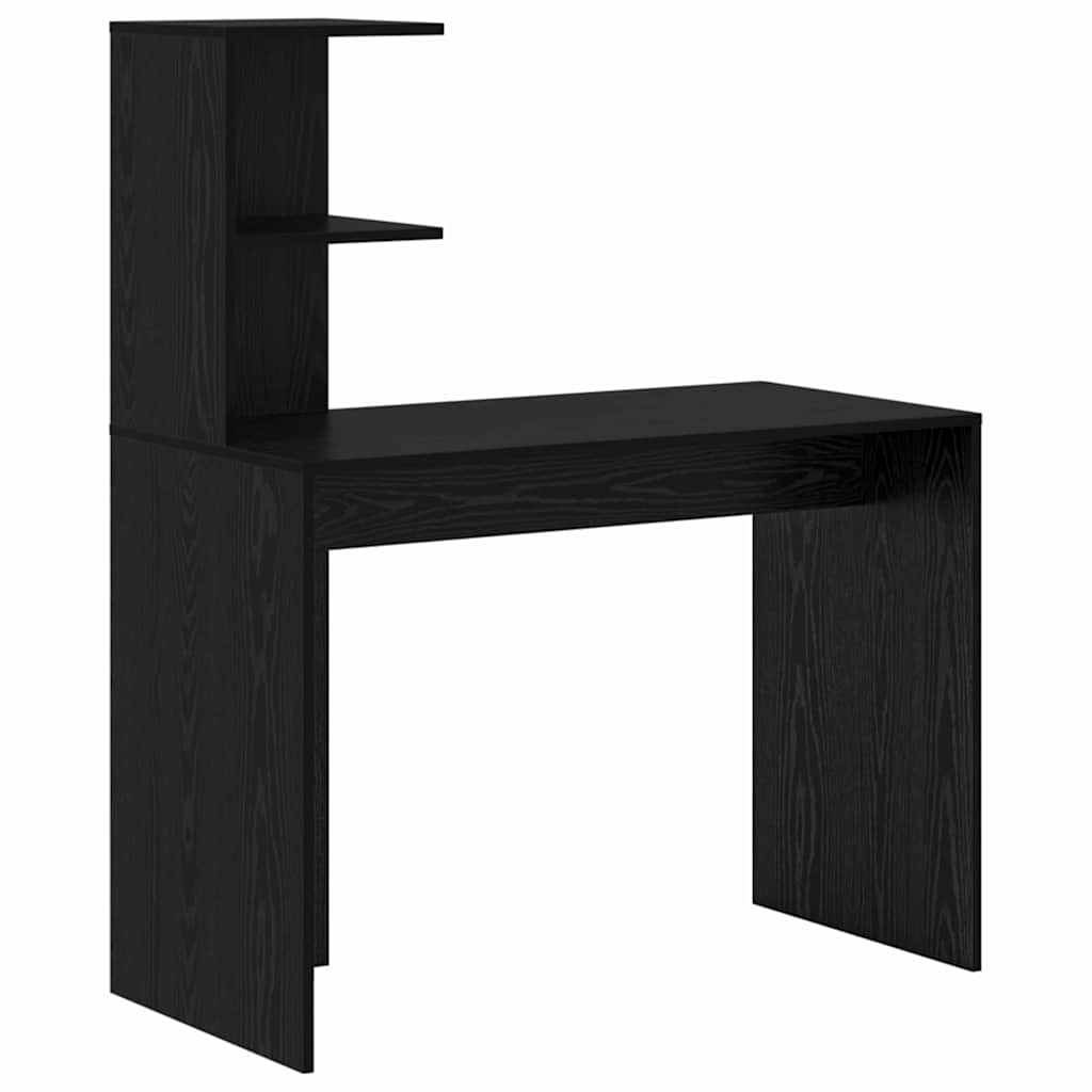 Skrivebord med hylle Svart Eik 102 x 50 x 124 cm Konstruert tre