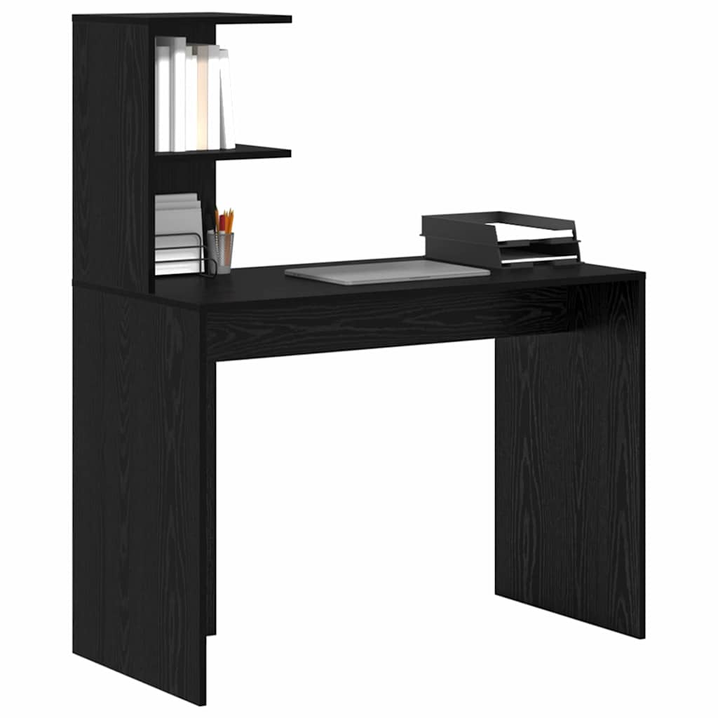 Skrivebord med hylle Svart Eik 102 x 50 x 124 cm Konstruert tre