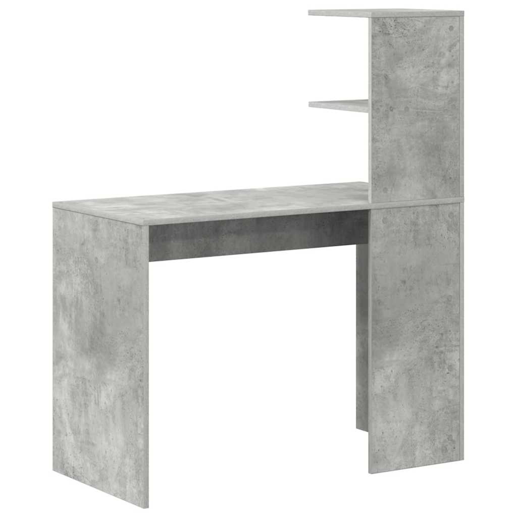 Skrivebord med hylle Betonggrå 102 x 50 x 124 cm Konstruert tre