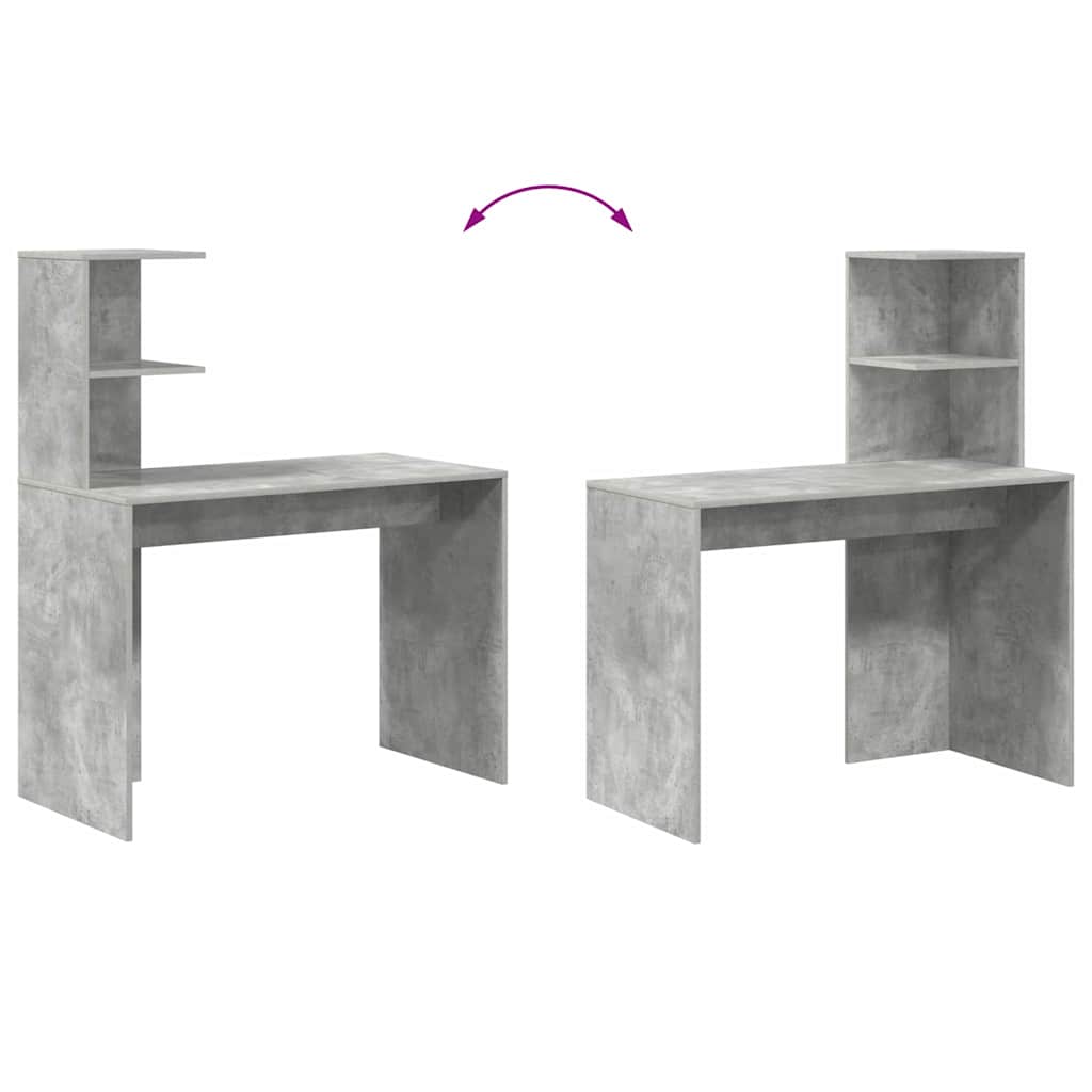 Skrivebord med hylle Betonggrå 102 x 50 x 124 cm Konstruert tre