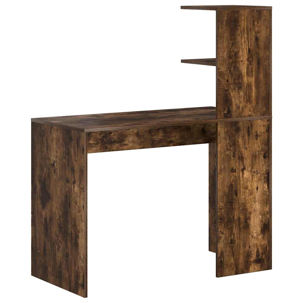 Skrivebord med hylle Røkt eik 102 x 50 x 124 cm Konstruert tre