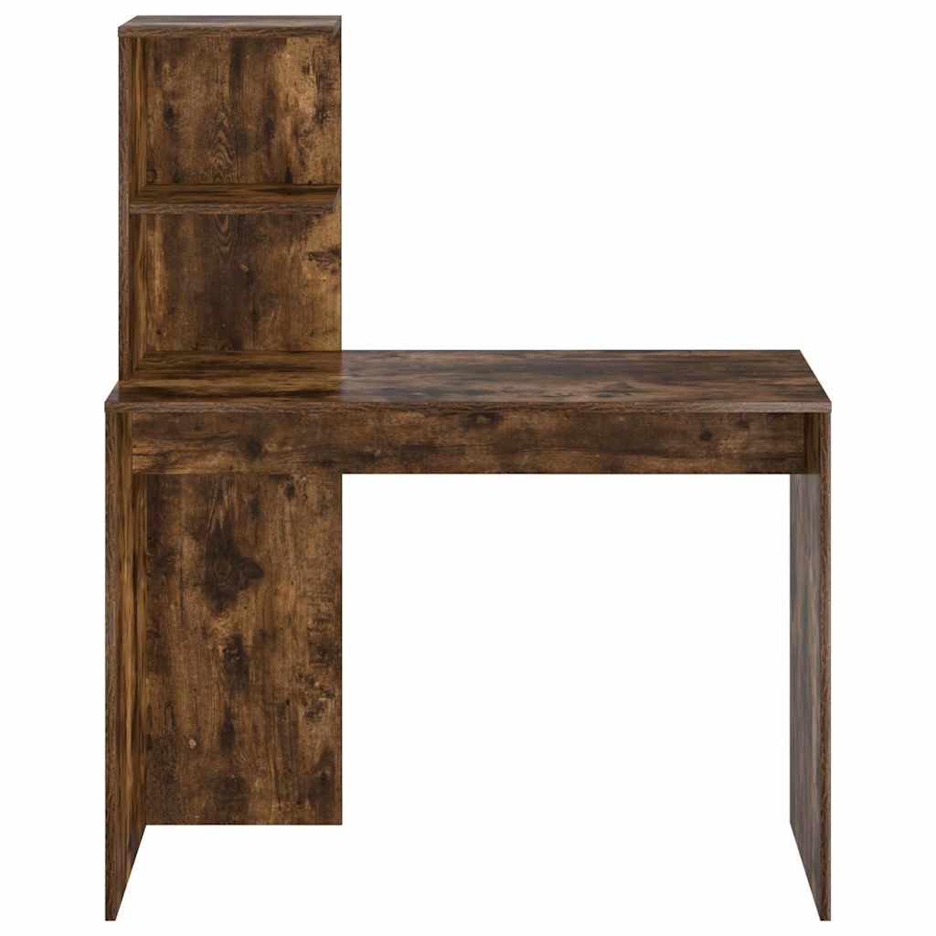 Skrivebord med hylle Røkt eik 102 x 50 x 124 cm Konstruert tre