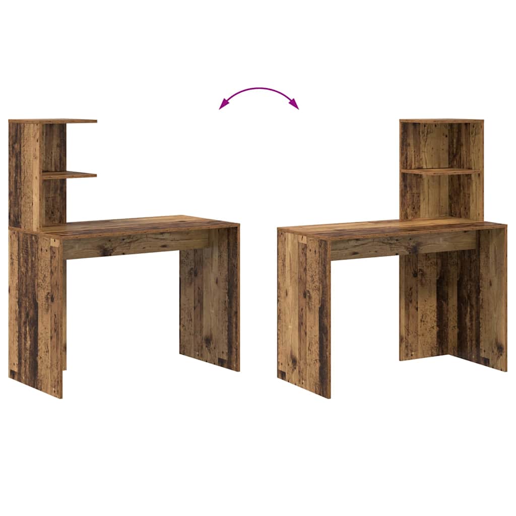 Skrivebord med hylle Gamle tre 102 x 50 x 124 cm Konstruert tre