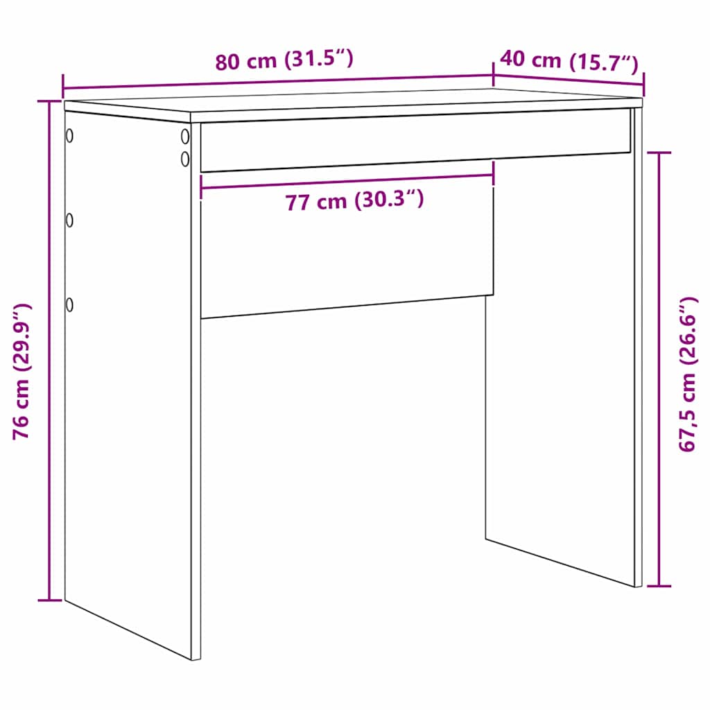 Skrivebord Betonggrå 80 x 40 x 76 cm