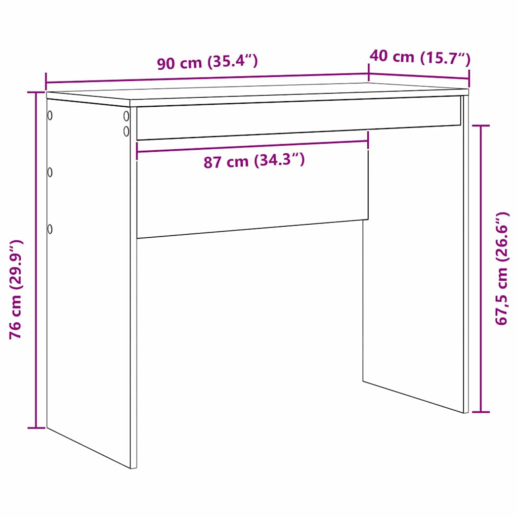 Skrivebord Svart Eik 90 x 40 x 76 cm