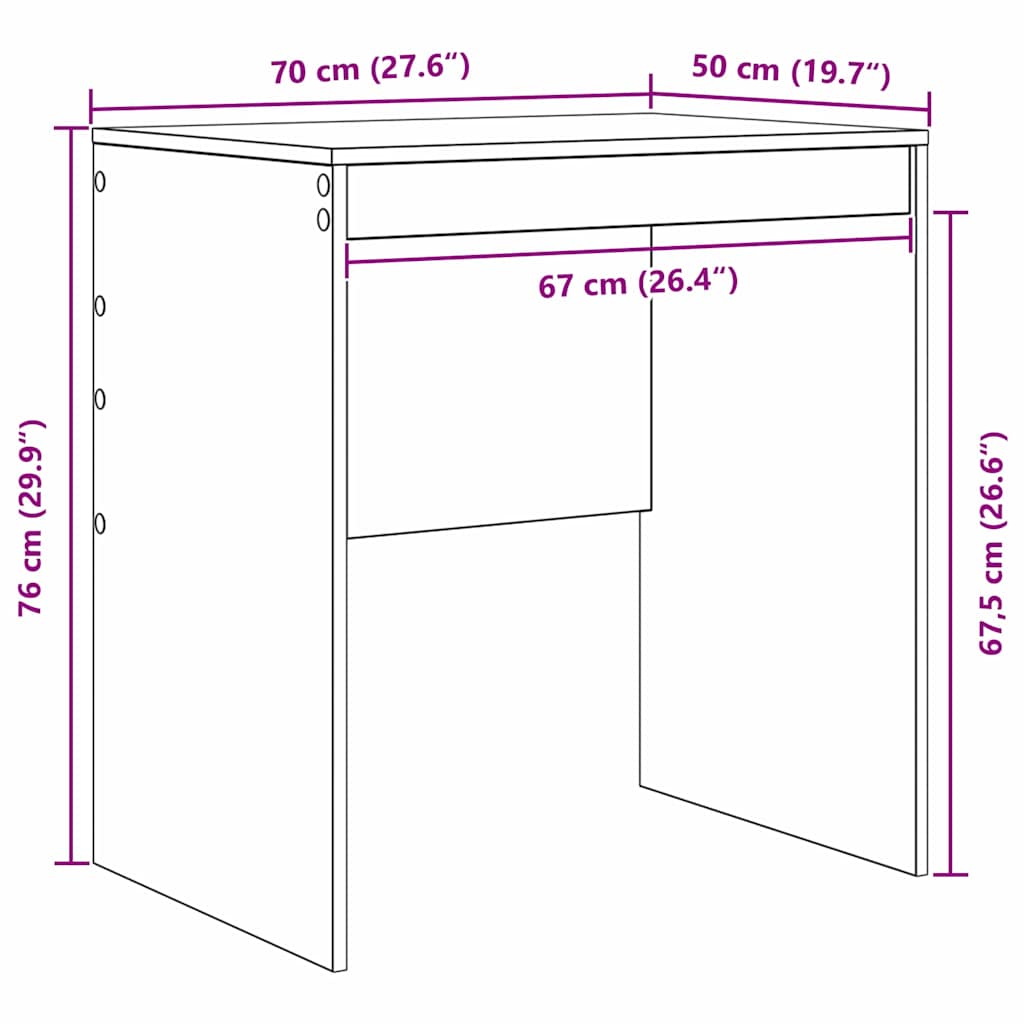 Skrivebord Grå Sonoma 70 x 50 x 76 cm
