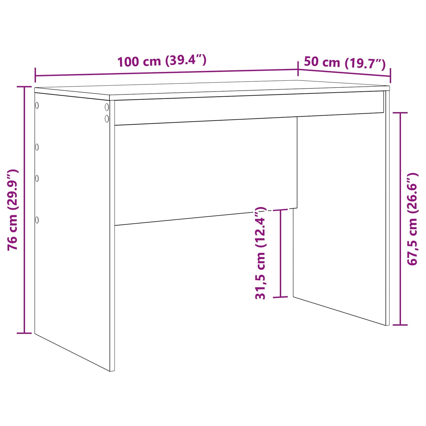 Skrivebord Hvit 100 x 50 x 76 cm