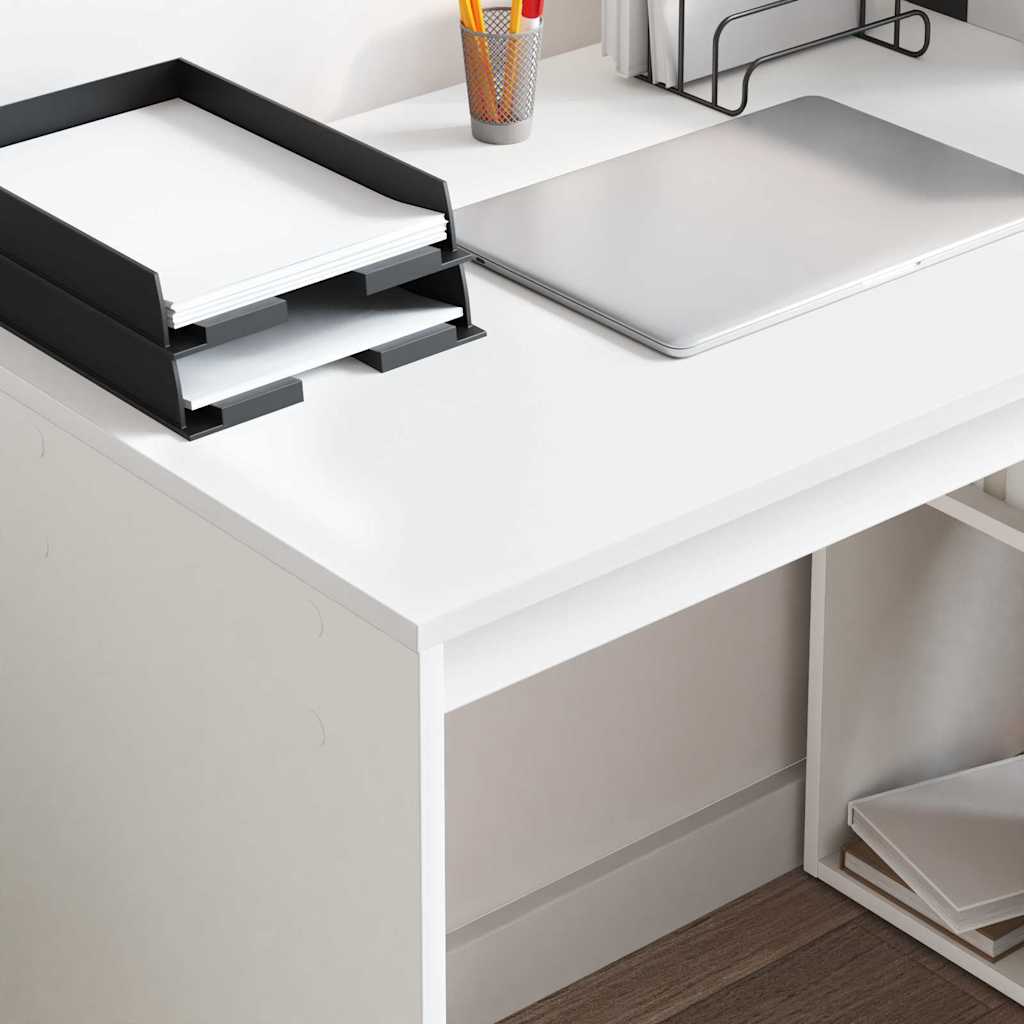 Skrivebord med hylle Hvit 108 x 55 x 103.5 cm Konstruert tre