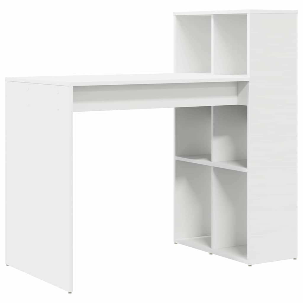 Skrivebord med hylle Hvit 108 x 55 x 103.5 cm Konstruert tre