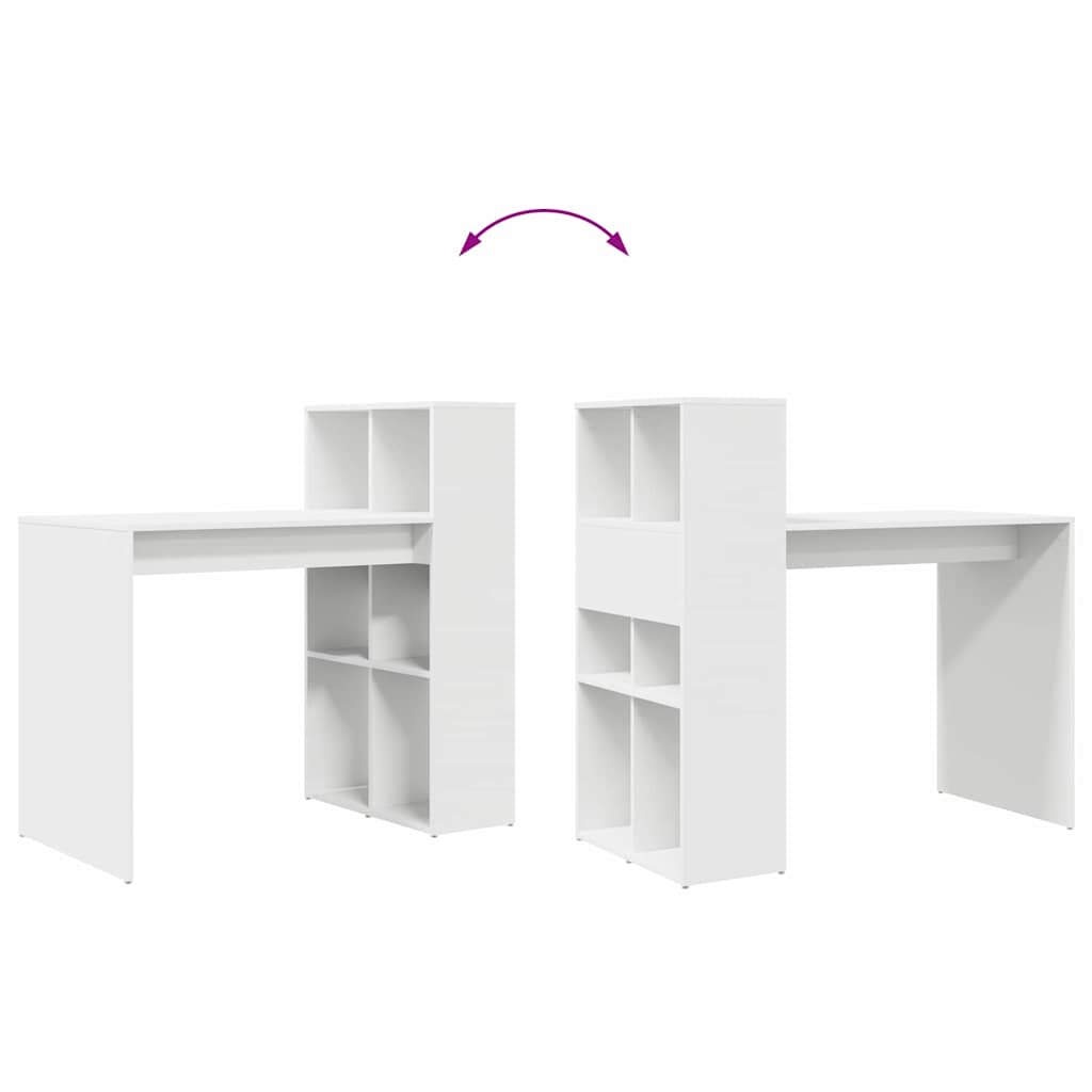 Skrivebord med hylle Hvit 108 x 55 x 103.5 cm Konstruert tre