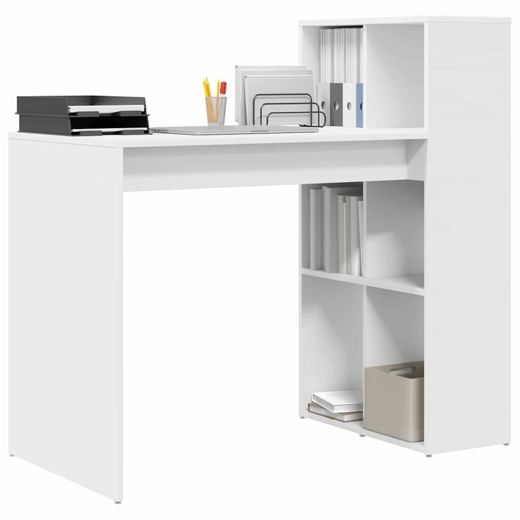 Skrivebord med hylle Hvit 108 x 55 x 103.5 cm Konstruert tre