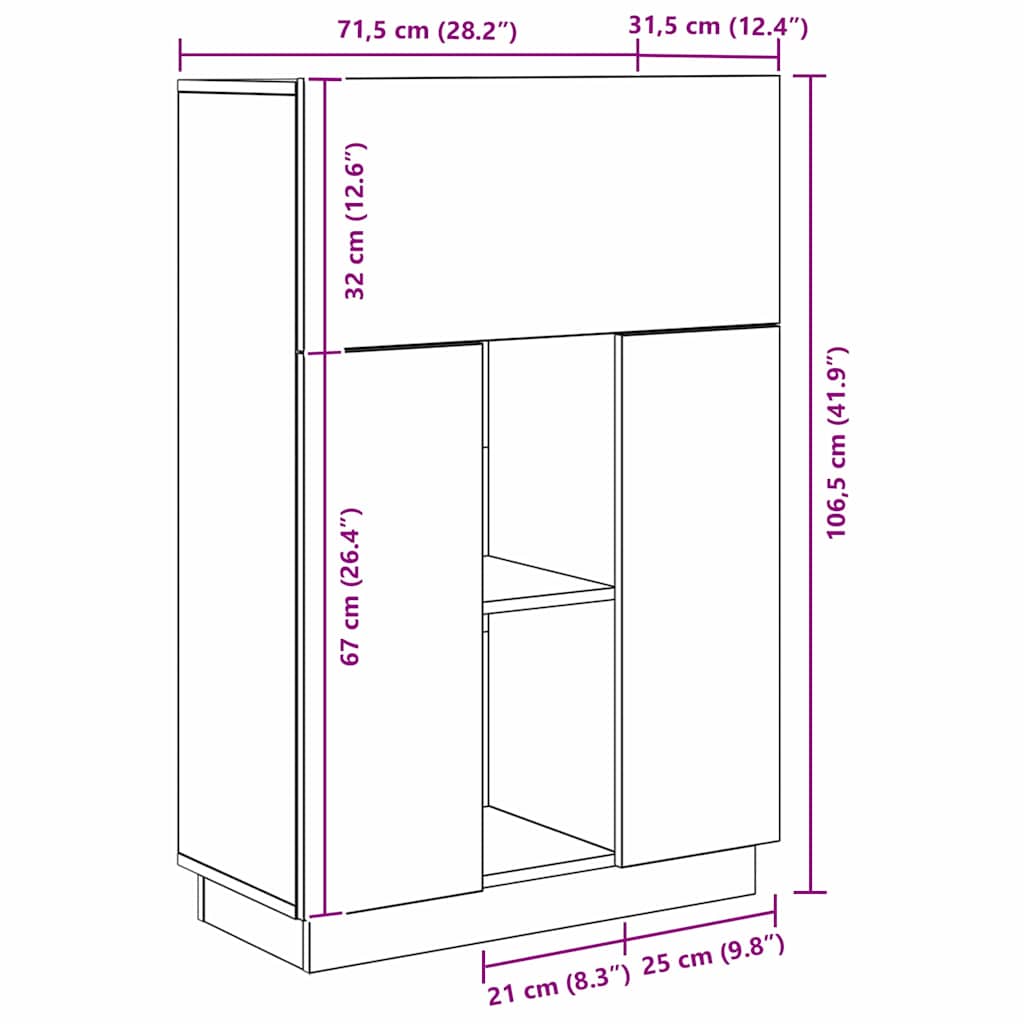 Skrivebord Grå Sonoma 71.5 x 31.5 x 106.5 cm Konstruert tre