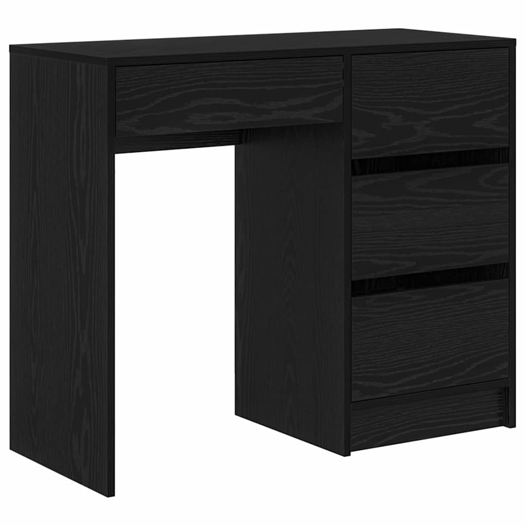 Skrivebord med skuff Svart Eik 90 x 37,5 x 75 cm Konstruert tre