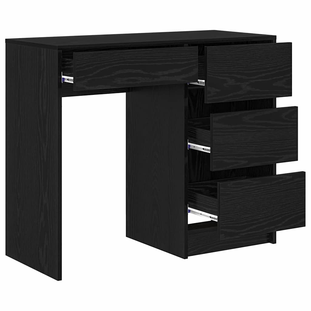 Skrivebord med skuff Svart Eik 90 x 37,5 x 75 cm Konstruert tre