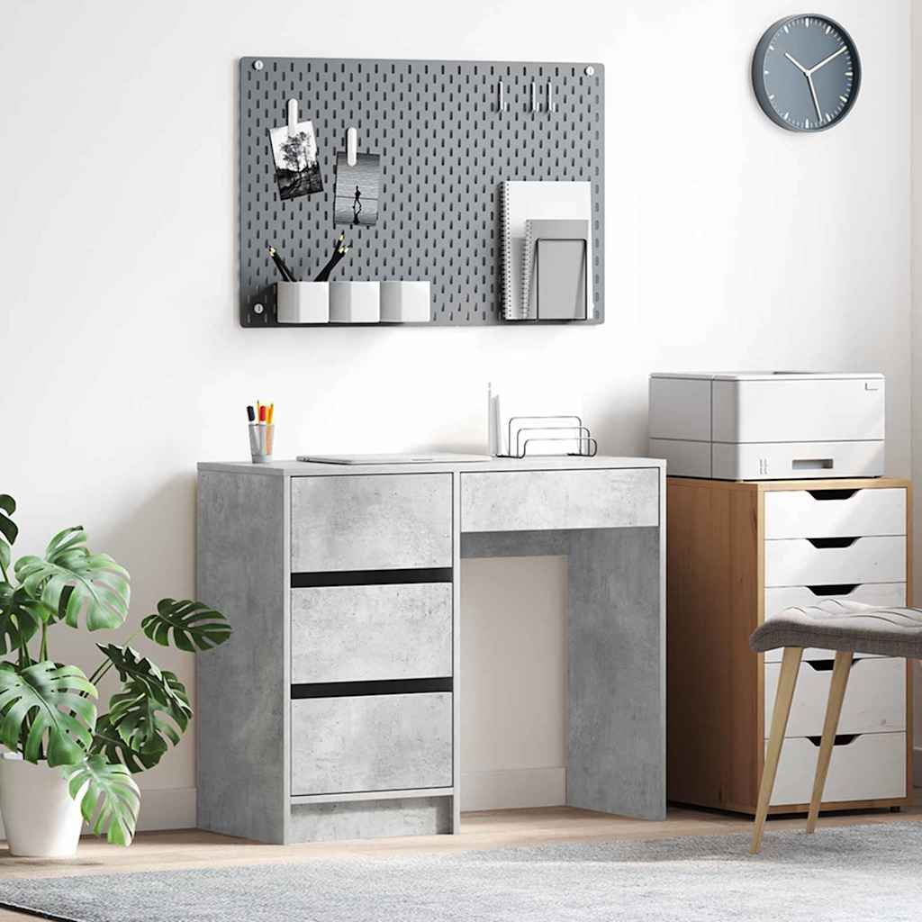 Skrivebord med skuff Betonggrå 90 x 37,5 x 75 cm Konstruert tre