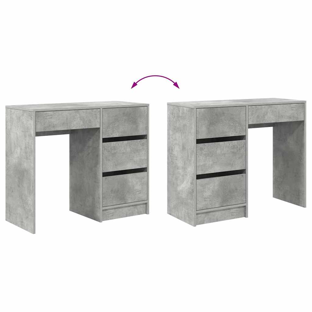 Skrivebord med skuff Betonggrå 90 x 37,5 x 75 cm Konstruert tre